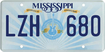 MS license plate LZH680