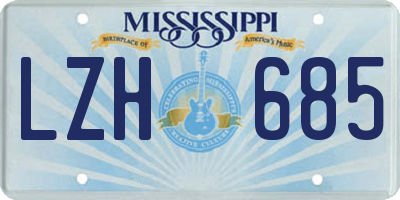 MS license plate LZH685
