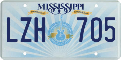 MS license plate LZH705