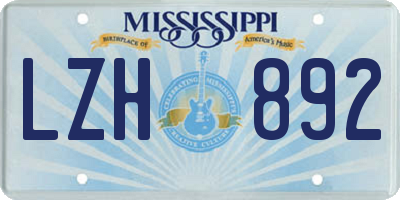 MS license plate LZH892