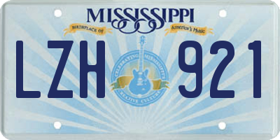 MS license plate LZH921