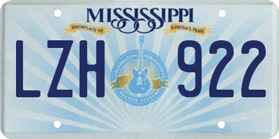 MS license plate LZH922