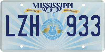MS license plate LZH933