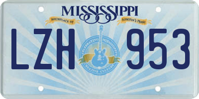 MS license plate LZH953