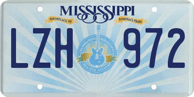 MS license plate LZH972