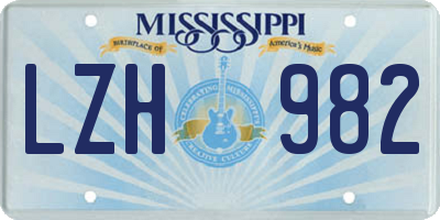MS license plate LZH982