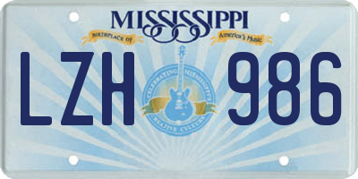 MS license plate LZH986