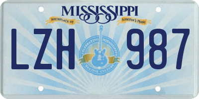 MS license plate LZH987
