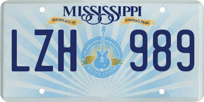MS license plate LZH989