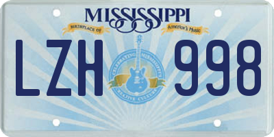 MS license plate LZH998