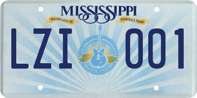 MS license plate LZI001