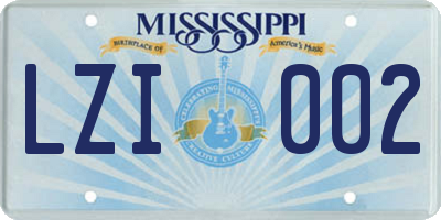 MS license plate LZI002