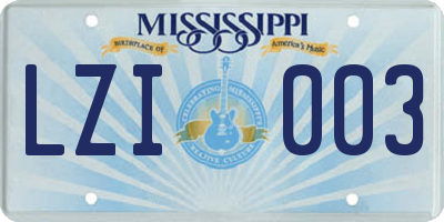 MS license plate LZI003