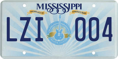 MS license plate LZI004