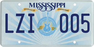MS license plate LZI005