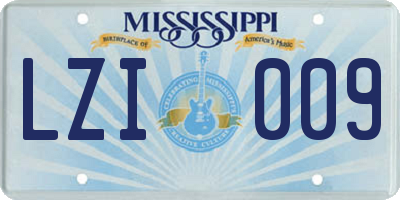 MS license plate LZI009