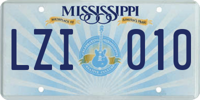 MS license plate LZI010