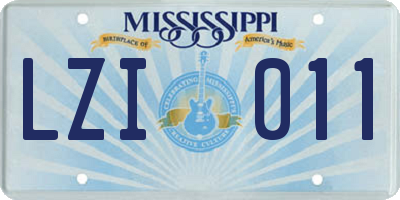 MS license plate LZI011