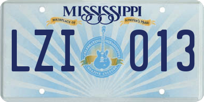 MS license plate LZI013