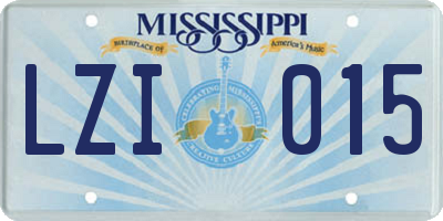 MS license plate LZI015