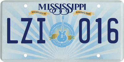 MS license plate LZI016