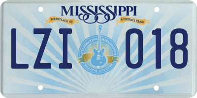 MS license plate LZI018