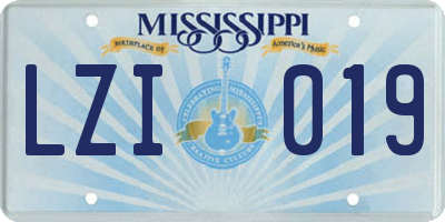 MS license plate LZI019