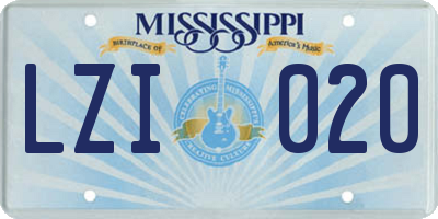 MS license plate LZI020