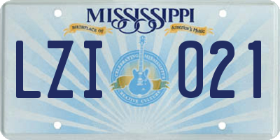 MS license plate LZI021