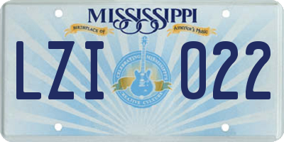 MS license plate LZI022