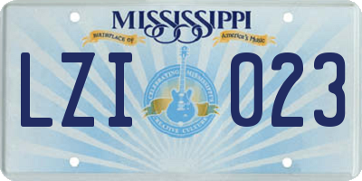 MS license plate LZI023