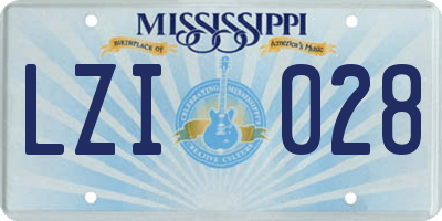 MS license plate LZI028