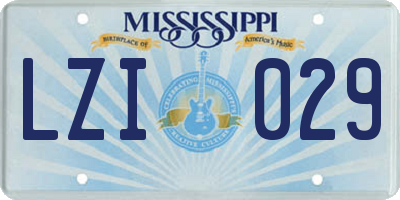 MS license plate LZI029