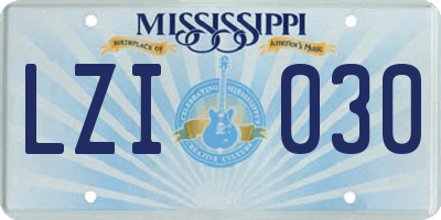 MS license plate LZI030