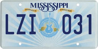 MS license plate LZI031