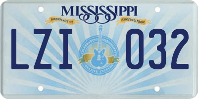MS license plate LZI032