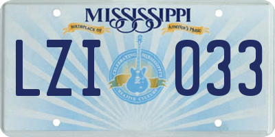 MS license plate LZI033