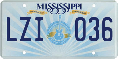 MS license plate LZI036