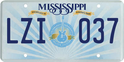 MS license plate LZI037