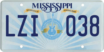 MS license plate LZI038