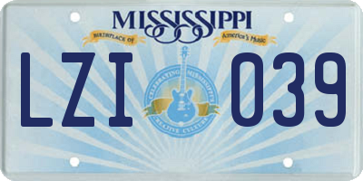MS license plate LZI039