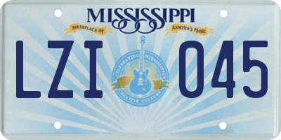MS license plate LZI045