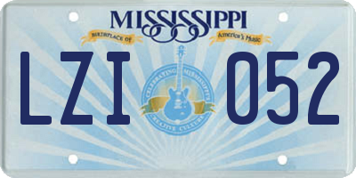 MS license plate LZI052