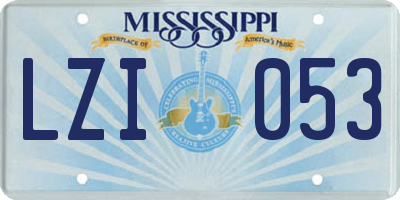 MS license plate LZI053