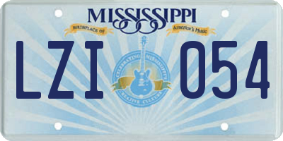 MS license plate LZI054