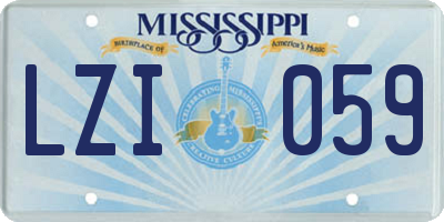 MS license plate LZI059
