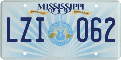 MS license plate LZI062
