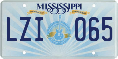 MS license plate LZI065