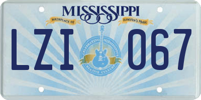 MS license plate LZI067