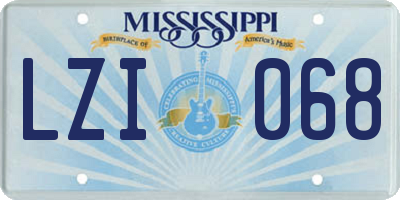 MS license plate LZI068